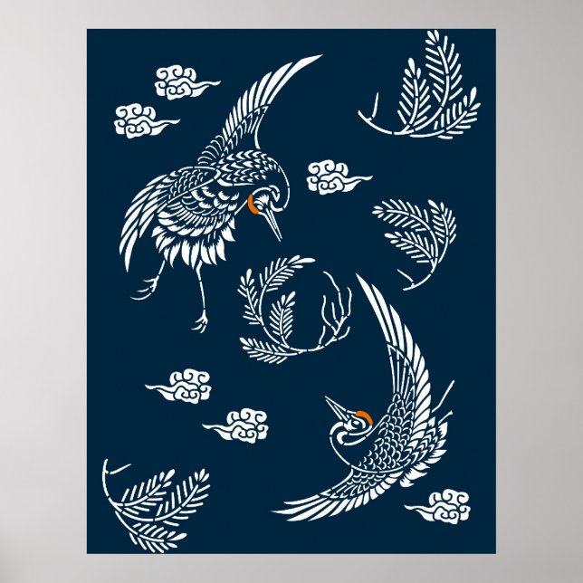 Japanischer Crane Couple Poster (Vorne)