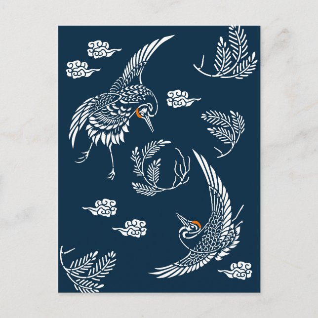 Japanischer Crane Couple Postkarte (Vorderseite)