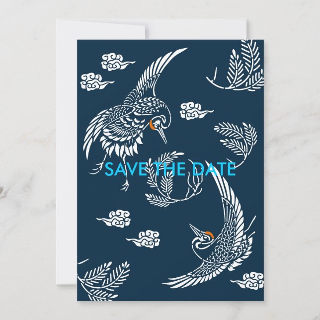 Japanischer Crane Couple Save The Date (Vorderseite)
