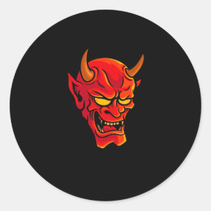 Japanischer Dämon in Hannya Oni-Maske Runder Aufkleber