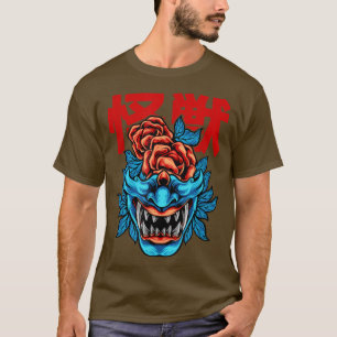 japanischer Demon Samurai Oni Face Mask Glitch T-Shirt