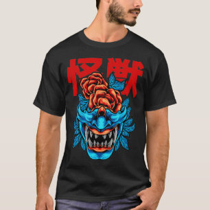 Japanischer Demon Samurai Oni Gesichtsmaske-Gesche T-Shirt