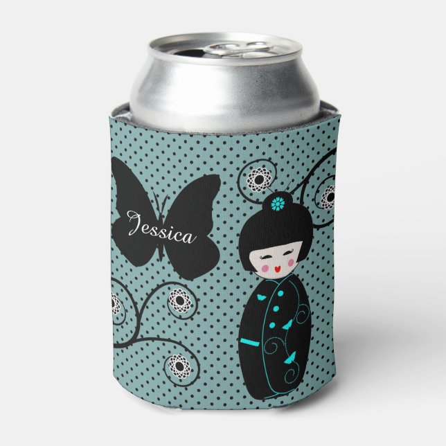 Japanischer Doll Polka Dot Personalisiert Dosenkühler (Kanne Vorderseite)