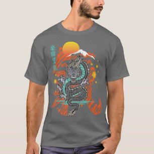 Japanischer Drache Asiatischer Geist Sakura Kanji  T-Shirt