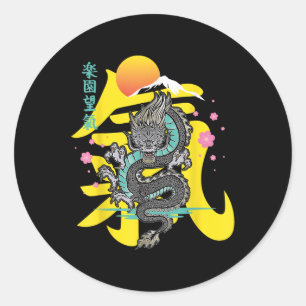 Japanischer Drache Asien Tattoo Runder Aufkleber