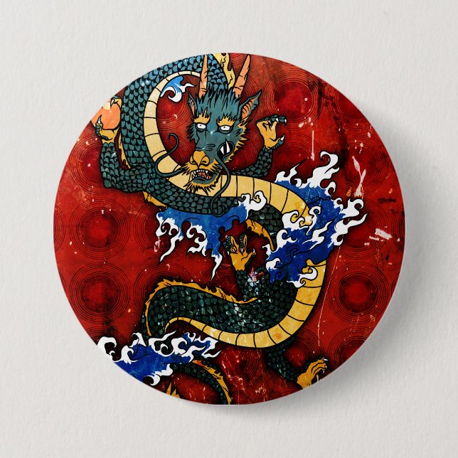 Japanischer Drache Button (Vorderseite)