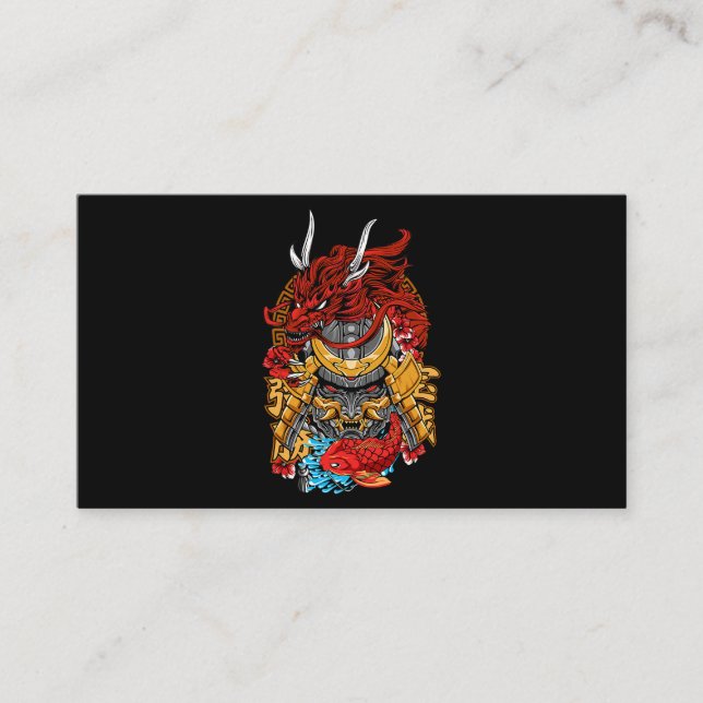 Japanischer Drache Cyberpunk Samurai Koi Fish Aest Visitenkarte (Vorderseite)