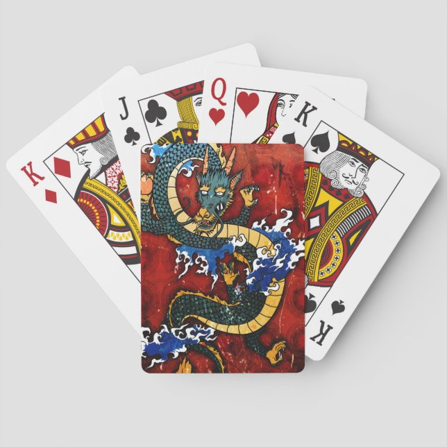Japanischer Drache - gutes Glück Spielkarten (Rückseite)