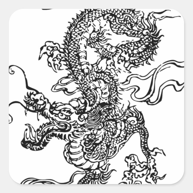 Japanischer Drache - im chinesischen Stil Quadratischer Aufkleber (Vorderseite)