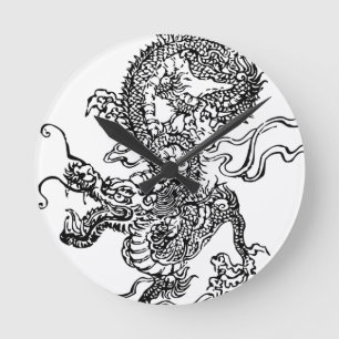Japanischer Drache - im chinesischen Stil Runde Wanduhr