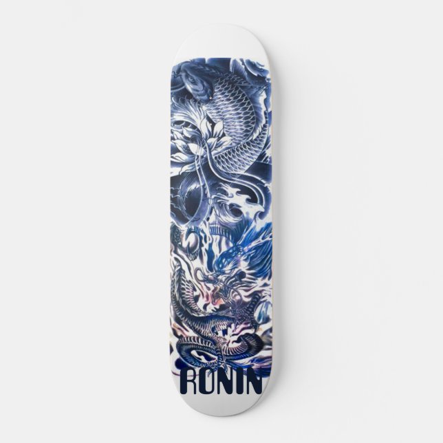 Japanischer Drache Koi Phoenix Skateboard Deck (Vorderseite)