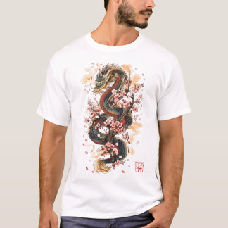Japanischer Drache mit Kirschblüten | Sakura-Mytho T-Shirt