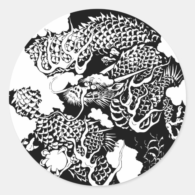 japanischer Drache Runder Aufkleber (Vorderseite)