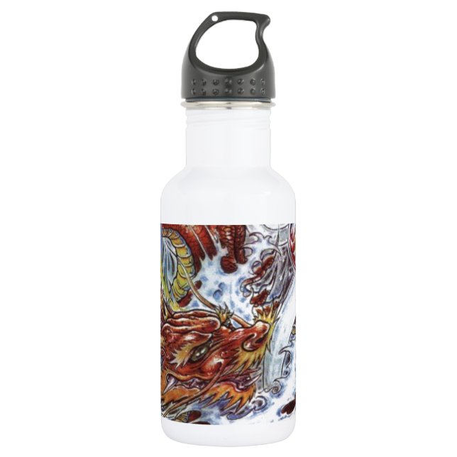 Japanischer Drache Tattoo Design Edelstahlflasche (Vorderseite)