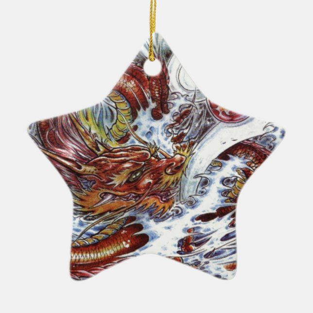 Japanischer Drache Tattoo Design Keramikornament (Vorne)