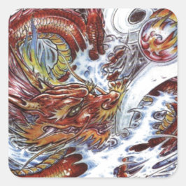 Japanischer Drache Tattoo Design Quadratischer Aufkleber