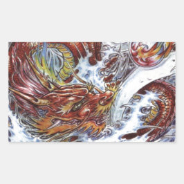 Japanischer Drache Tattoo Design Rechteckiger Aufkleber