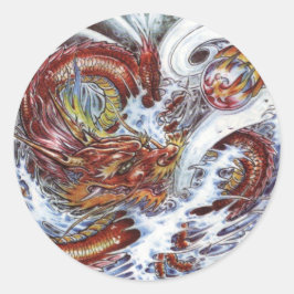 Japanischer Drache Tattoo Design Runder Aufkleber