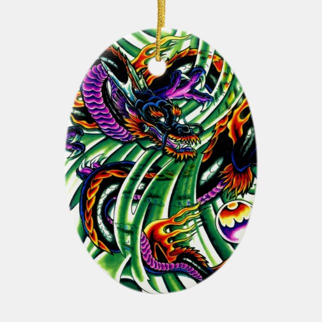 Japanischer Drache Tattoo Keramik Ornament (Vorne)
