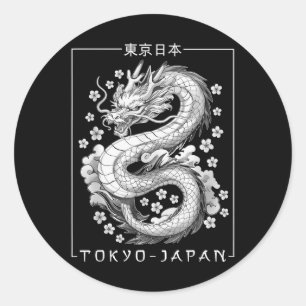 Japanischer Drache Tokio Japan 80er Asiatischer My Runder Aufkleber