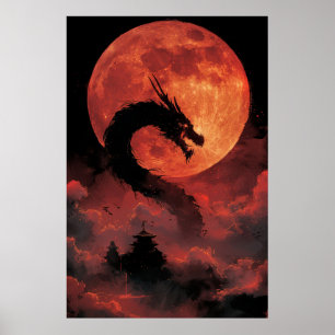 Japanischer Drache Ukiyo-e – Mythisches Kraftposte Poster