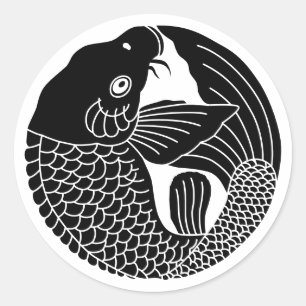 Japanischer Familienwappen-Carp Runder Aufkleber