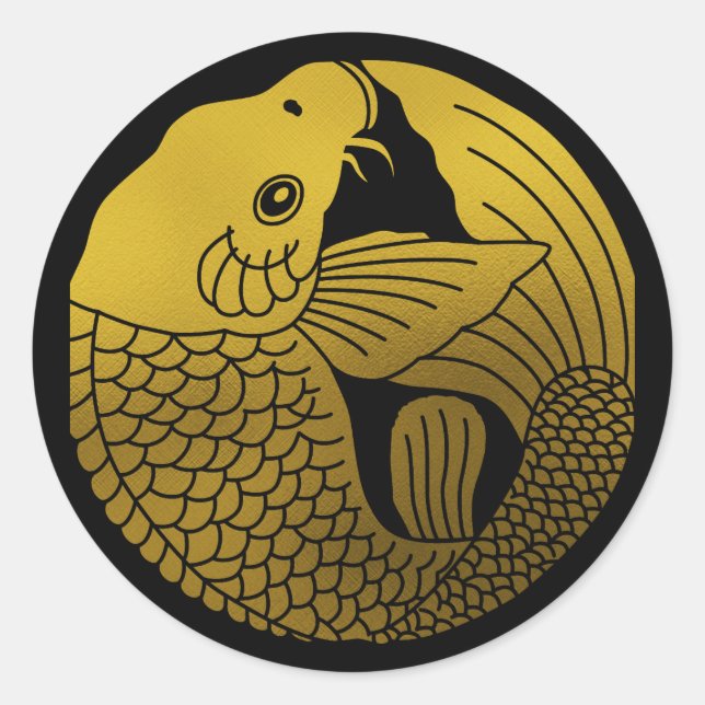 Japanischer Familienwappen-Carp Runder Aufkleber (Vorderseite)