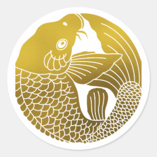 Japanischer Familienwappen-Carp Runder Aufkleber