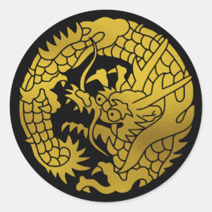 Japanischer Familienwappen-Drache Runder Aufkleber