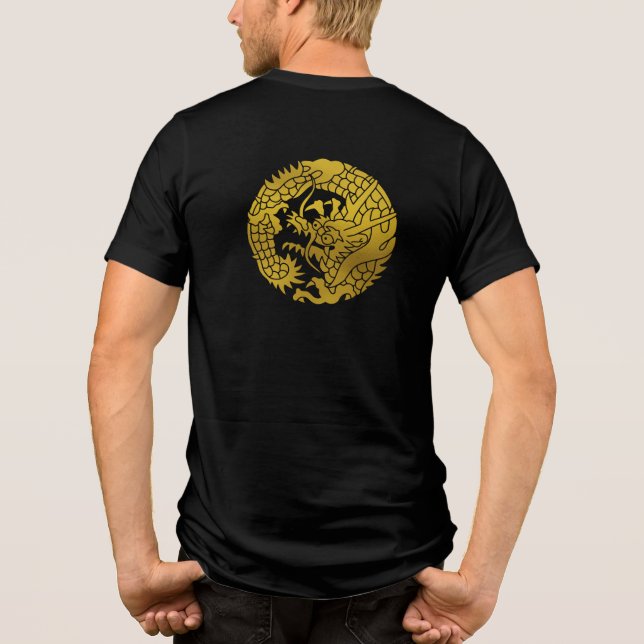 Japanischer Familienwappen-Drache Tri-Blend Shirt (Rückseite)