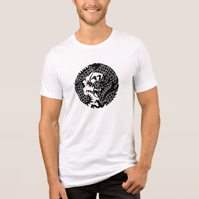 Japanischer Familienwappen-Drache Tri-Blend Shirt (Vorderseite)