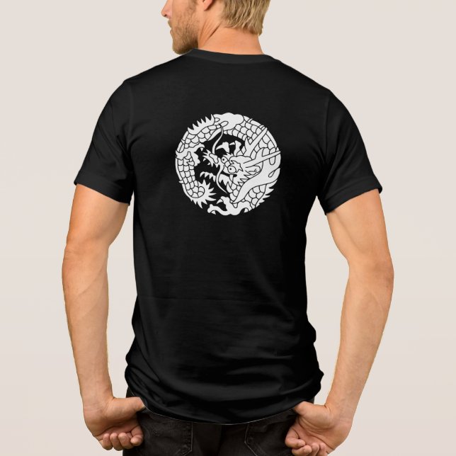 Japanischer Familienwappen-Drache Tri-Blend Shirt (Rückseite)