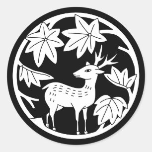 Japanischer Familienwappen-Japanischer Ahorn und H Runder Aufkleber