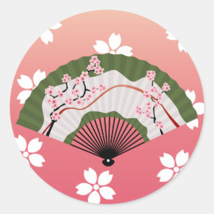 Japanischer Fan 2 Runder Aufkleber