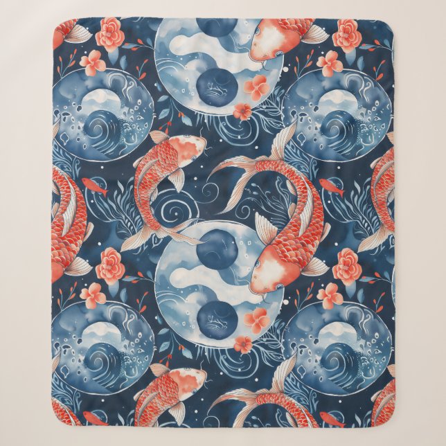 Japanischer Fisch in Wasserfarbe Sherpadecke (Vorderseite)