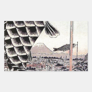 Japanischer Fisch Kite Carp Print Rechteckiger Aufkleber