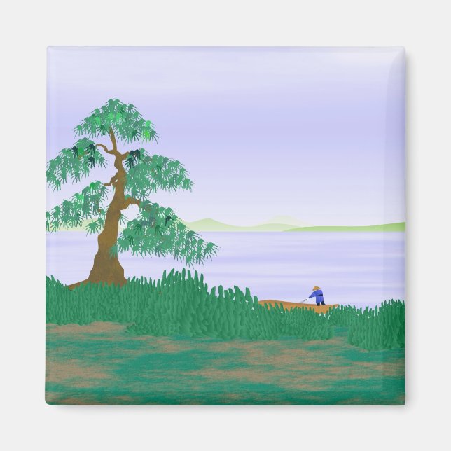 Japanischer Fischer - Magnet (Vorne)