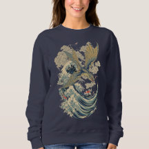 Japanischer fliegender Drache & Ozeanwellen-Kunst
