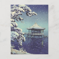 Japanischer Fluss Side Winter Scene Art