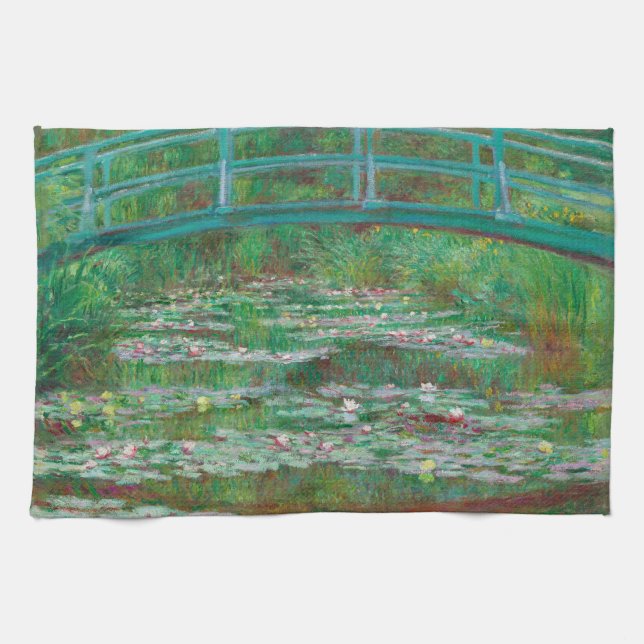 japanischer Footbridge Claude Monet Impressionist Geschirrtuch (Horizontal)