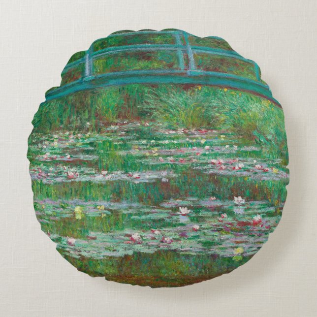 japanischer Footbridge Claude Monet Impressionist Rundes Kissen (Vorderseite)