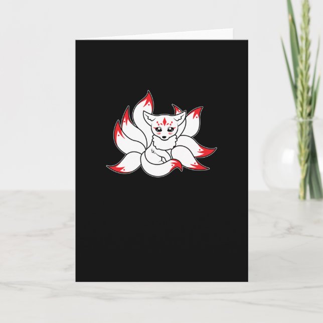 Japanischer Fox Niedlich Anime Kitsune Kawaii Kami Karte (Vorderseite)