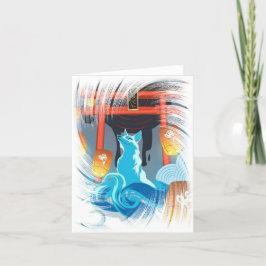 Japanischer Fox und Pagoda Dankeschön Karte