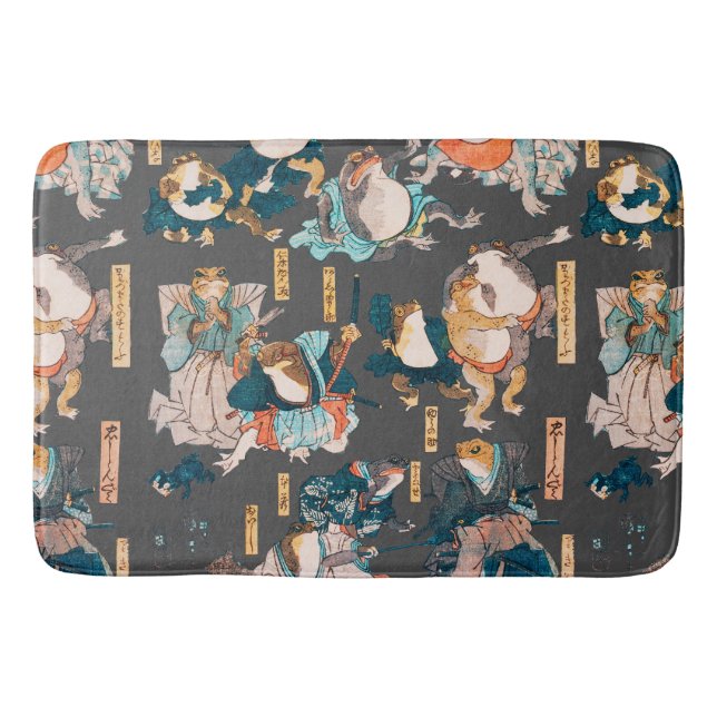 Japanischer Frog ukiyo-e Froggies Badematte (Vorderseite)