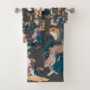 Japanischer Frog ukiyo-e Froggies Badhandtuch Set