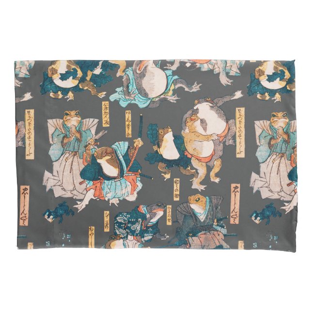 Japanischer Frog ukiyo-e Froggies Kissenbezug (Vorderseite)