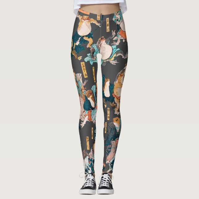 Japanischer Frog ukiyo-e Froggies Leggings (Vorderseite)