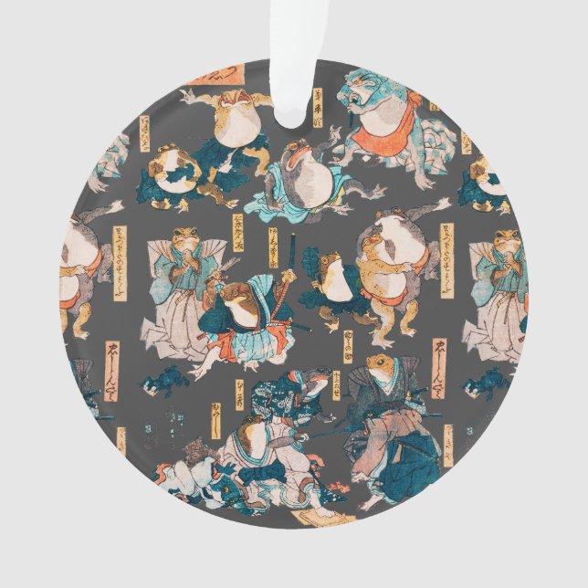 Japanischer Frog ukiyo-e Froggies Ornament (Vorderseite)