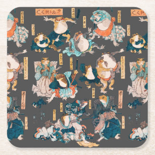 Japanischer Frog ukiyo-e Froggies Rechteckiger Pappuntersetzer