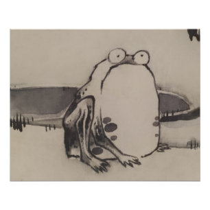 Japanischer Frosch Holzblock Kunst Gemüse und Inse Poster